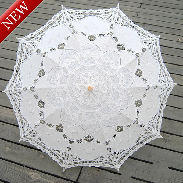 New Lace Umbrella Cotton Embroidery Battenburg Wedding