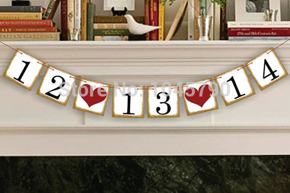 New Golden Side Customized Date Bunting Banner