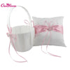 Wedding Ring Pillow Flower Basket with Satin Ribbon Bow